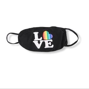 BLACK PRIDE HEART RAINBOW LOVE FACE MASK